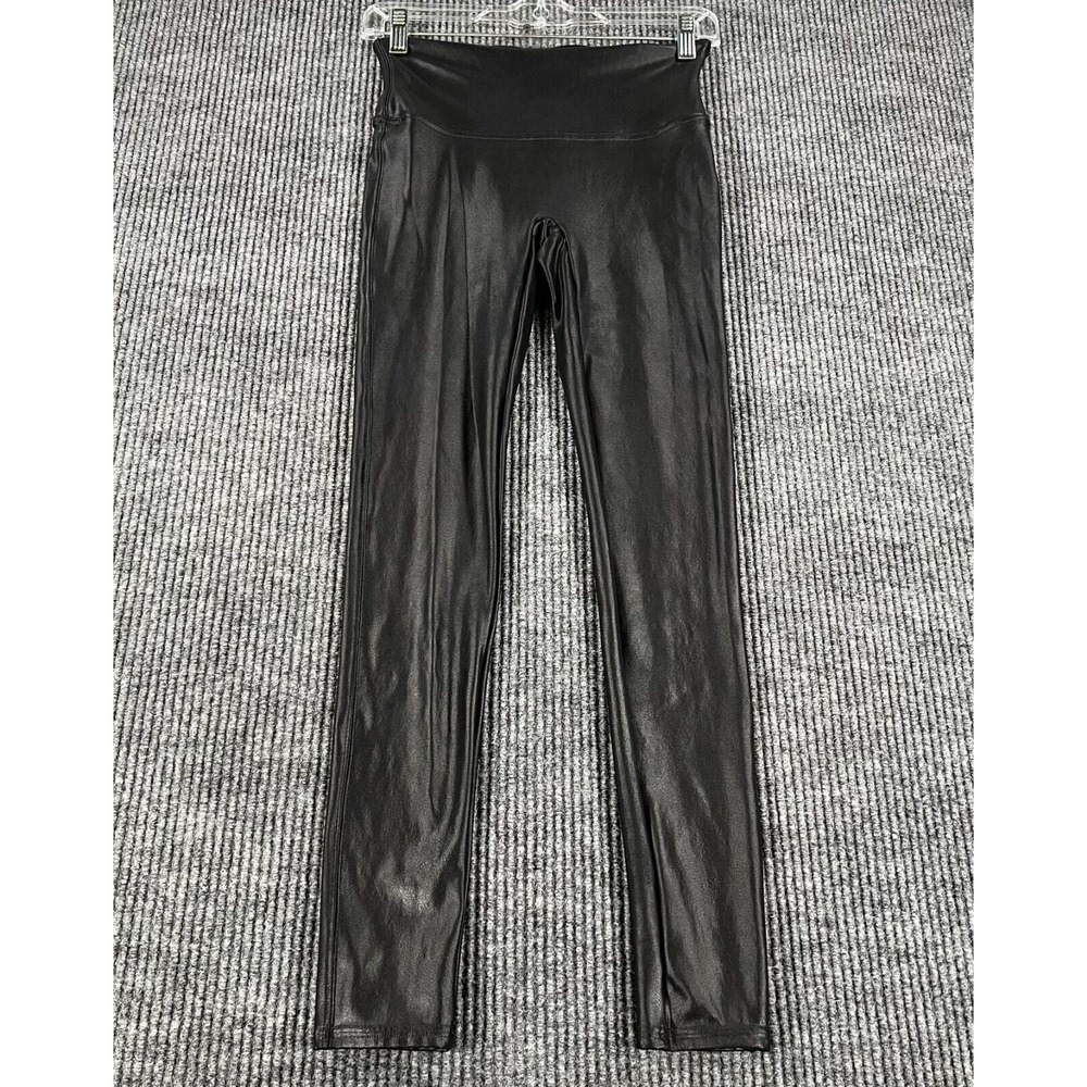 Spanx Faux Leather Leggings Womens Medium Black Active Casual High Rise
